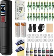 Nazzor Tattoo Kits Tattoo Machine with Two 1600mAh Batteries,20PCS Cartridge,Tattoo Pen Complete Tattoo Accessories for Beginners (NA-TK8501-1）
