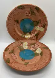 NEW - Set of 2 - AMBIANCE - Fleur Bleue by NANETTE VACHER - Salad Plates 9.25”