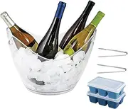 Ice Bucket Wine Barrel Acrylic Champagne Red Wine and Wine Ice Bucket 4 Liter Beer Ice Bucket, Ice Cube Ice Clip, Suitable for Indoor and Outdoor Party Chilling Tub