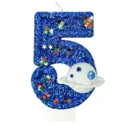 Spaceship Number 5 Birthday Candles - Outer Space Universe Birthday Candles