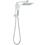 WELS 2in1 8/9/10" Square Plastic Rainfall Shower Head Gooseneck Wall Arm Diverter Set