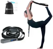 A AZURELIFE Premium Durable Cotton Stretch Strap with Loops, Non-Elastic Yoga St