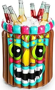 Vesici Totem Tiki Inflatable Cooler 25 x 20 Inch Hawaiian Luau Drink Coolers Tiki Party Cooler Summer Pool Drink Cooler for Hawaiian Luau Beach Summer Party Supplies BBQ Birthday Tropical