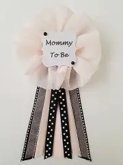 Black and Pink Blush Polka Dot Mommy to Be Bride to Be Baby/Bridal Shower Pin