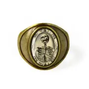 Victorian Memento Mori Skeleton Antique Bronze Gothic Skull Horror Ring Sz 7