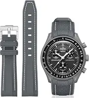 [BONACE] Bands for Moonswatch Watch,Curved SIlicone Strap Compatible with Omega X Swatch 20mm Watch,Swatch Omega Moonswatch Speedmaster Watch Replacement No Gap Strap Men Women