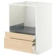 METOD / MAXIMERA base cabinet f combi micro/drawers, white/Askersund light ash effect, 60x60x80 cm