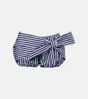 [Rabanne] Rabanne Bow-detail striped cotton shorts AU 16 blue