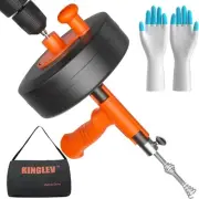 KINGLEV Drain Snake, 50ft Flexible Steel Auger with drill adapter
