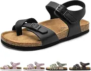 [Torotto] Girls' Sandals with Cork Sandals Children's Slippers Straps Adjustable Buckle Non-Slip with Velcro Fastening Sandals for Indoor and Outdoor Use