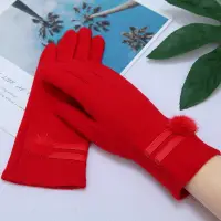 在飛比找Yahoo!奇摩拍賣優惠-羊絨觸控觸屏新娘婚紗手套大紅紅色結婚手套婚慶婚禮短款手套