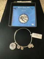 Authentic Alex and Ani Team USA Snowboarding Rafaelian Silver Charm Bangle