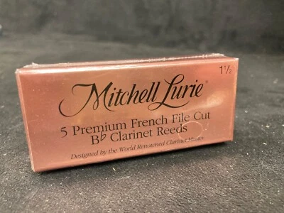 MITCHELL LURIE BY RICO Bb CLARINET REEDS, STRENGTH 1 1/2, BOX OF 5 REEDS, SEALED