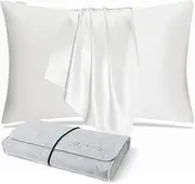 DISANGNI 100% Natural Mulberry Silk Pillow case for Hair and Skin with Hidden Zipper 22 Momme Both Sides Real Silk Pillow Case (1pc King Size 20" x36", White)