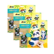 3x Avenir Scratch Pandas Art/Craft Paper Colour Activity Kids/Children Toy 3y+