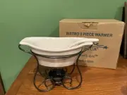 NEW In Box At Home America Bistro 3-Piece Warmer / Fondue Pot