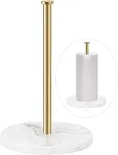 Kitchen Paper Towel Holder, Gold Color Paper Towel Holder Stand with Heavy Stable White Marble Base, Kitchen Paper Roll Holder for Countertop