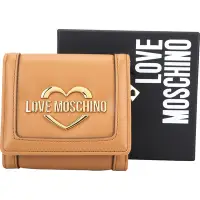 在飛比找Yahoo奇摩購物中心優惠-LOVE MOSCHINO 拋光愛心字母亮面皮革三折卡片夾/