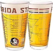 Greeline Goods Florida State University Pint Glasses Set of 2 - Contains Full Color Seminoles Logo & Campus Map - Osceola and Renegade Gift Idea for College Grads & Alumni - Glassware