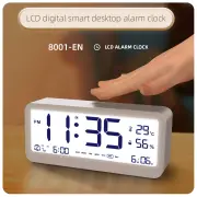 LCD Smart Digital Alarm Clock with Large Display Thermometer Hygrometer Anti-Slip Bottom with Night Light Battery Operat