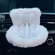 Car Seat for Dolls with Soft Furry Cushion for 10-17cm Dolls, Accessories Car Seat for Labubu, Air Vent Clip and Desktop Stand, Cute and Functional Car Ornament for Doll Fans and Collectors (White)