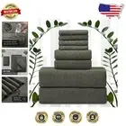 Luxury 8-Piece Deep Brown Bath Towel Set - Extra Large Microfiber Collection