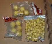 I - Large lot Vintage Yellow Craft Macrame Wood Beads - old stock new in bag