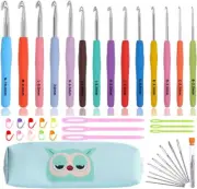 Set De Ganchillos Para Manos Artríticas Ergonomicos Con Estuche Y Agujas Crochet