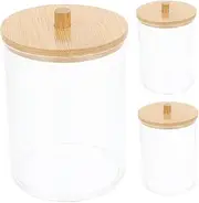 Happyyami Bathroom Cotton Pad Jar Lid Acrylic Storage Case for Cotton Balls Small Container