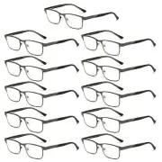 11 PK Mens Metal Frame Blue Light Blocking Reading Glasses Spring Hinge Readers
