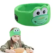 Kids Wireless 5.0 Bluetooth Sleep Headphone Cute Animal Eye Mask Headband-Green