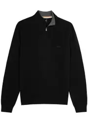 Boss Half-zip Wool Jumper - Black - XL XL