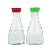 SMARTLINK 6pcs Glass Sauce Bottle with Red Cap Clear Refillable Bottle for Soy Sauce, Vinegar, Oil & Condiments