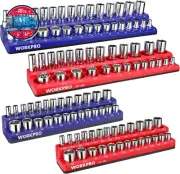 Magnetic Socket Organizer Set, 4-Piece Socket Holder Set Includes 1/4",
