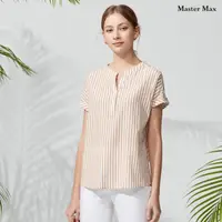 在飛比找momo購物網優惠-【Master Max】小包袖直條紋寬鬆長版上衣(83170