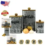 Durable Iron 3-Piece Canister Set: Perfect Storage for Potatoes, Onions & Garlic