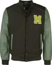 Mustang Milled, leather/textile jacket , color: Black/Olive , size: M