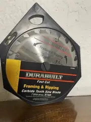 Durabuilt Carbide Tooth Saw Blade 7 1/4 Fast Cut 20 Teeth Framing Ripping NEW