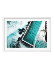 [Profile Australia] Australian Made Bondi Icebergs Doing Laps Art Print A2 in White Frame