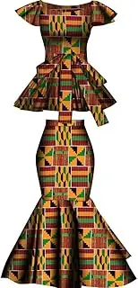 [LONLISCO] Women Dress African Print 2 Pieces Tradition Dashiki Ankara Beautiful Dress for Party Wedding