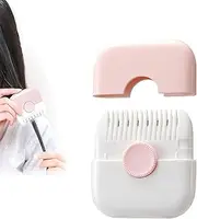 MayFancy TrimPocket 2-in-1 Hair Trimmer & Comb, Dual-Side Manual Bangs Trimmer Comb with Cover, Split Ends Hair Trimmer, Replaceable Blades, Women, Compact and Easy to Use（Pink）