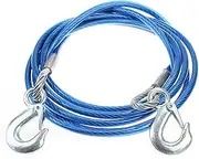 Car Tow Rope 3-7 Tons Steel Wire Tow Ropd Traction Roping Trailer Pulls Rope with Hooks Car Emergency Tools(4M 7T)