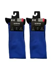 2 Pair Under Armour UA Soccer Over The Calf Sock BLUE Men Size 8.5-13 / W 10-14
