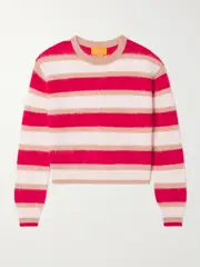 [Guest In Residence] Guest In Residence - Striped Brushed-cashmere Sweater - Red - x large x large Red