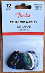 Fender 351 Celluloid Medley Guitar Picks - 12 Pack MEDIUM