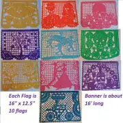 Mexican Day of the Dead Papel Picado Cutout Flags Bunting Plastico Paper Plastic