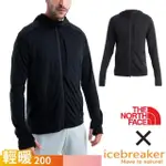 【ICEBREAKER】男 REALFLEECE 刷毛保暖連帽外套-THE NORTH FACE聯名款.夾克.輕量風衣(IB0A56VW-001 黑)