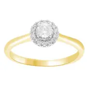 Bevilles Solitaire Halo Ring with 1/4ct of Diamonds in 9kt Yellow Gold