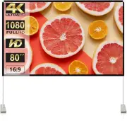 Projector Screen with Stand 80 Inch Portable Projection Screen 16:9 4K HD Projec