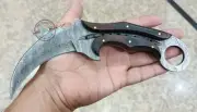 Custom Made Beautiful Damascus steel Double edge karambit Knife (2500-2)